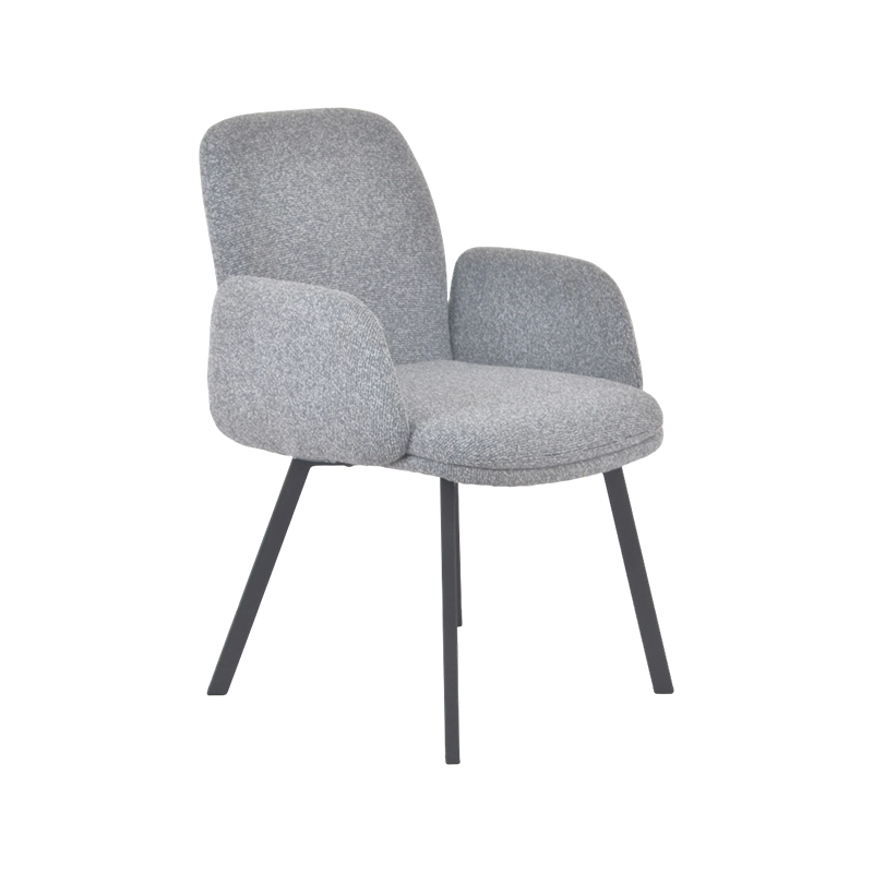 Chaise de salle à manger moderne rembourrée grise avec accoudoirs