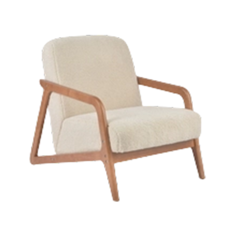Chaise longue moderne en tissu avec structure en bois massif du milieu du siècle 