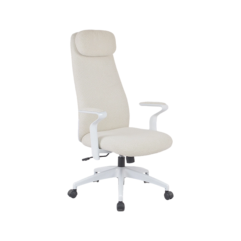 Chaise en tissu blanc à profil scandinave avec mécanisme d'inclinaison papillon