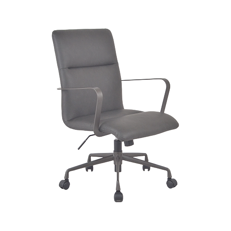 Chaise de travail rétro industrielle vintage en PU avec bras et base en acier peint
