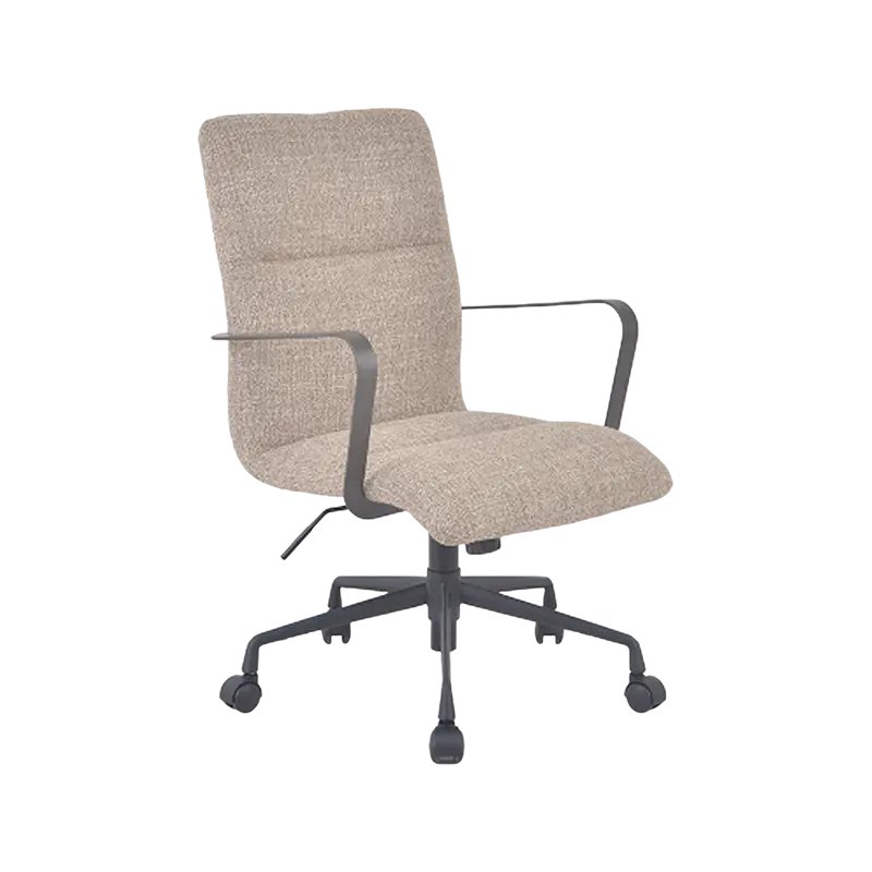 Chaise de travail en tissu haut de gamme de style vintage avec accoudoirs et base en acier peint