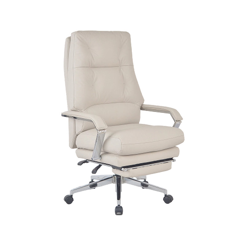 Chaise inclinable en PU à large plage réglable avec accoudoirs rembourrés et base chromée