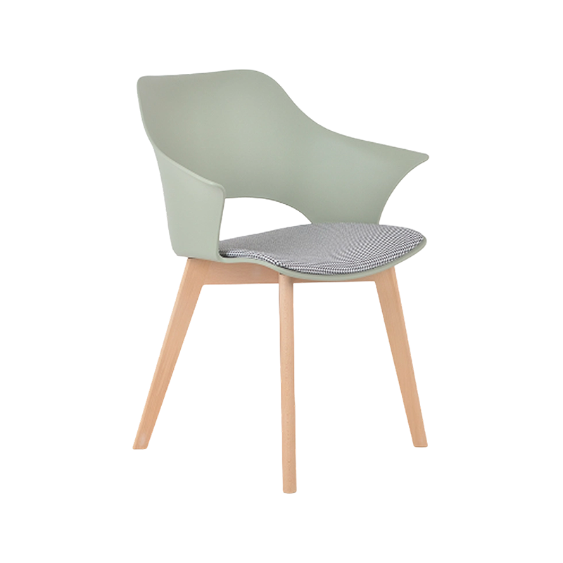 Chaise d'appoint rembourrée avec pieds en hêtre naturel et structure en bois laqué transparent