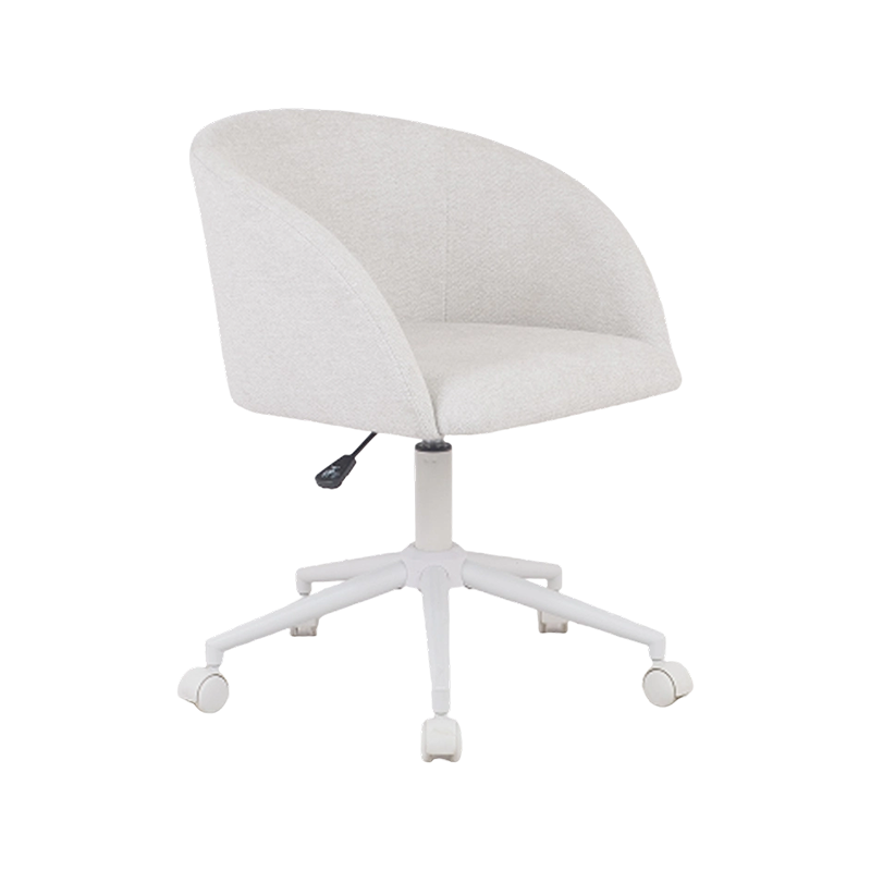 Chaise de salle à manger réglable en tissu au fini entièrement blanc avec base et roulettes coordonnées