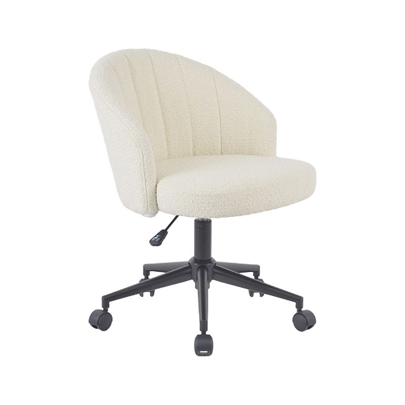 Chaise réglable en tissu nordique haut de gamme avec base blanche et roulettes noires contrastantes
