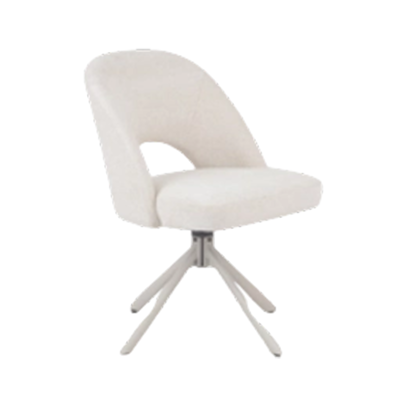 Chaise de salle à manger fixe à dossier haut en tissu MISTERIO avec pieds rabattables en acier gris