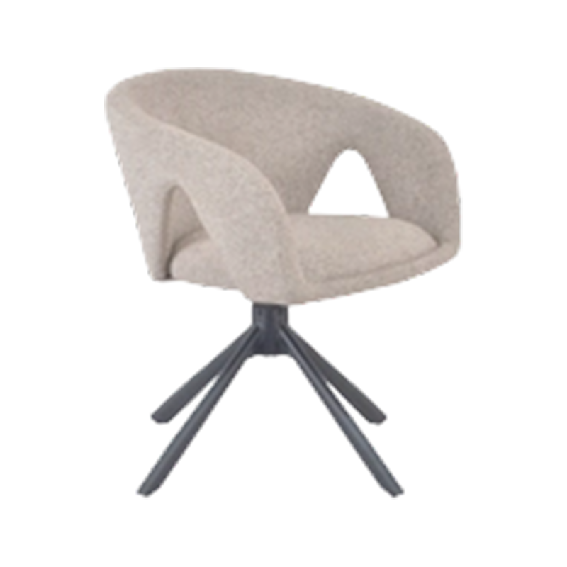Chaise de salle à manger à siège large en tissu CAFÉ avec pieds en acier KD noir