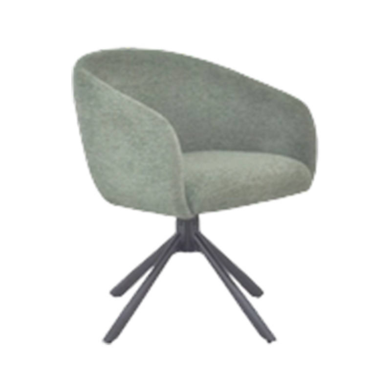 Chaise de salle à manger en polyester vert forêt avec pieds en acier KD thermolaqué noir